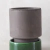 PLANT Hoff krukke, raw grey + grøn underskål, gulvkrukke