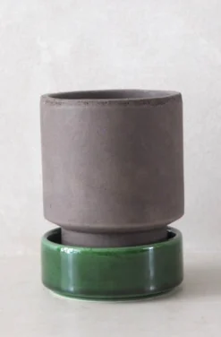 PLANT Hoff krukke, raw grey + grøn underskål, gulvkrukke
