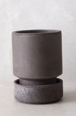 PLANT Hoff krukke, raw grey + raw grey underskål, gulvkrukke Best