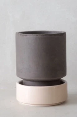 PLANT Hoff krukke, raw grey + rosa underskål, gulvkrukke Discount