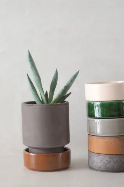 PLANT Hoff krukke, raw grey + rosa underskål, gulvkrukke Discount