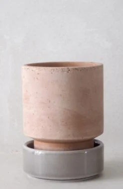 PLANT Hoff krukke, raw rosa + grå underskål, gulvkrukke Clearance