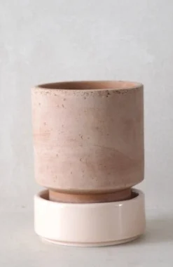 PLANT Hoff krukke, raw rosa + rosa underskål, gulvkrukke Clearance