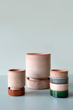 PLANT Hoff krukke, raw rosa + rosa underskål, gulvkrukke Clearance